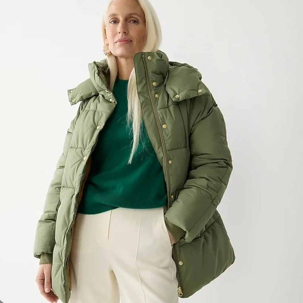 J crew chateau puffer coat general surplus green